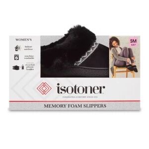 Isotoner Black Memory Foam Slippers for Cozy Comfort